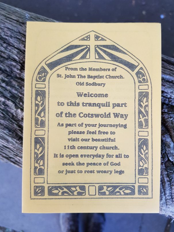 Church leaflet for walkers