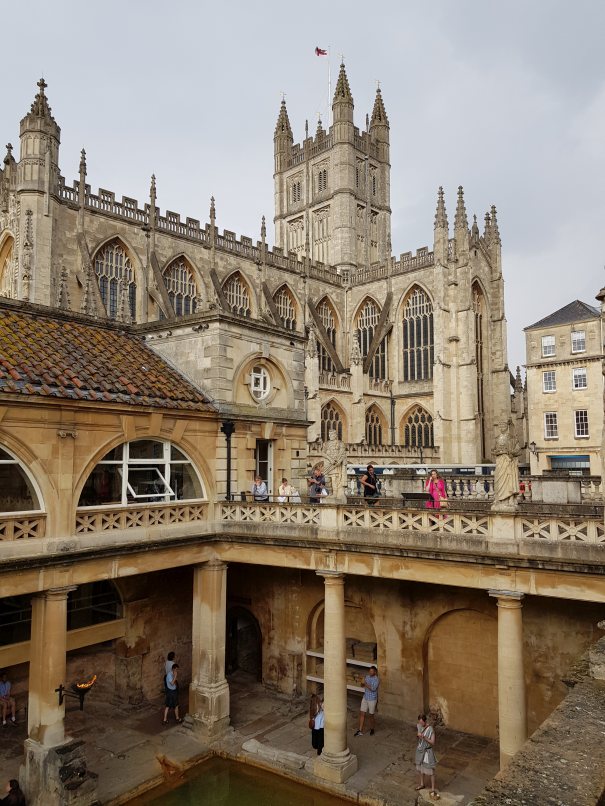The Great Bath with Bath Abbey in the background