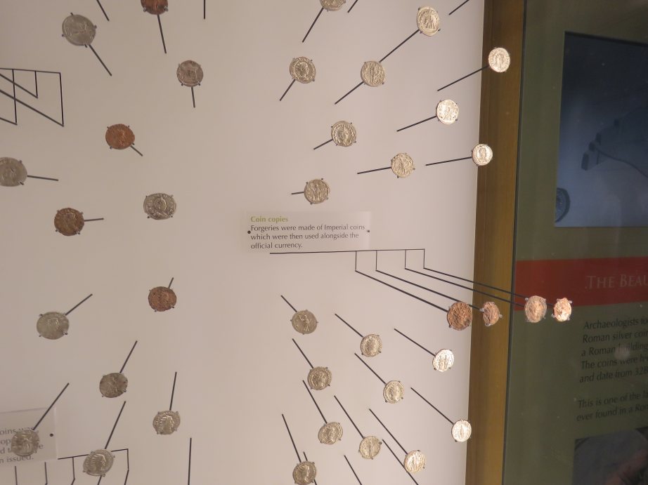Roman coins on display